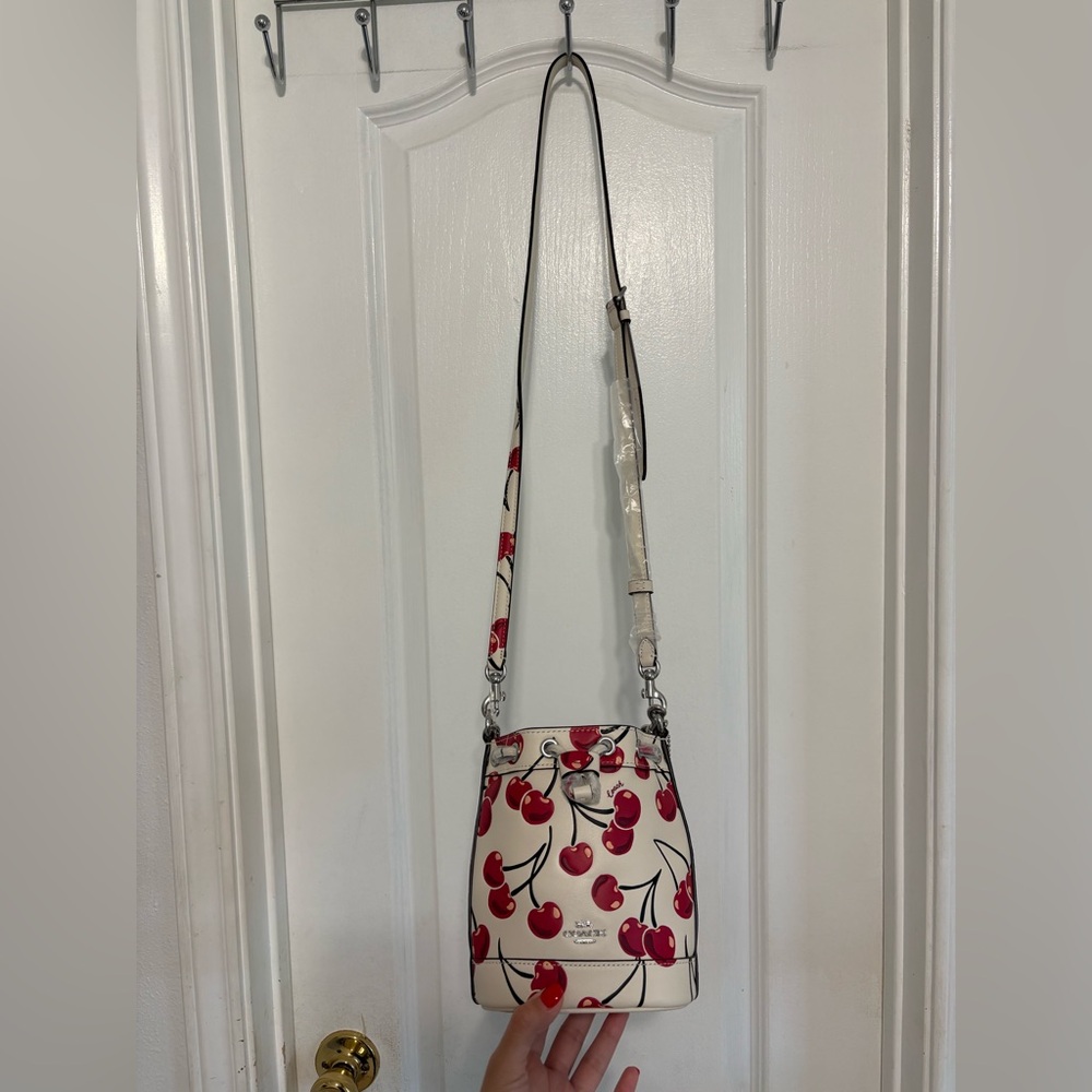 Coach Cherry Print Mini Bucket Bag - Cream and Red sold - Picture 5 of 7